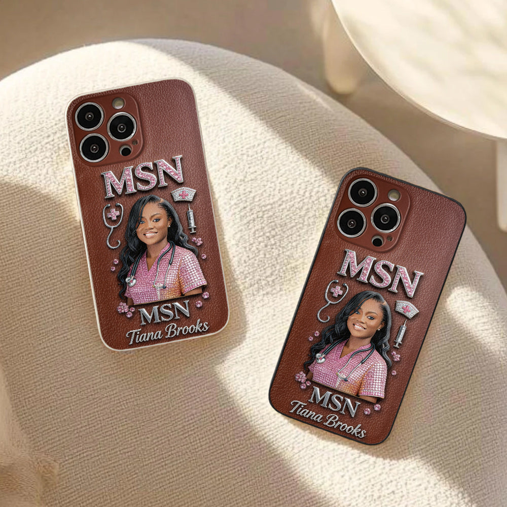 Any Title - Gifts For Nurse, Doctor - Personalized Nurse 3D Embossed Leather Phone Case