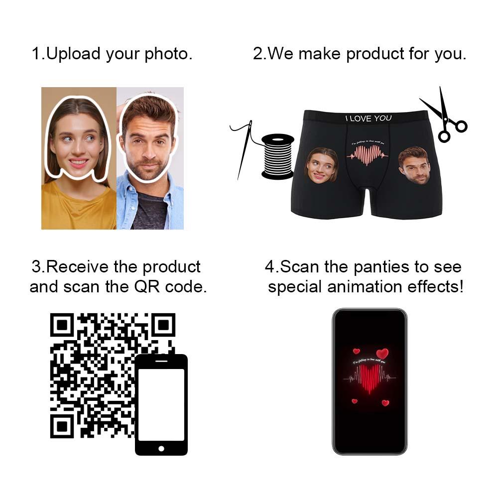 Custom Photo Boxer Electrocardiogram AR View - Personalized Couple Men's boxer briefs