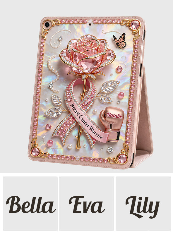 Faith Hope Love - Personalized Breast Cancer Awareness Tablet Cover With Pen Slot
