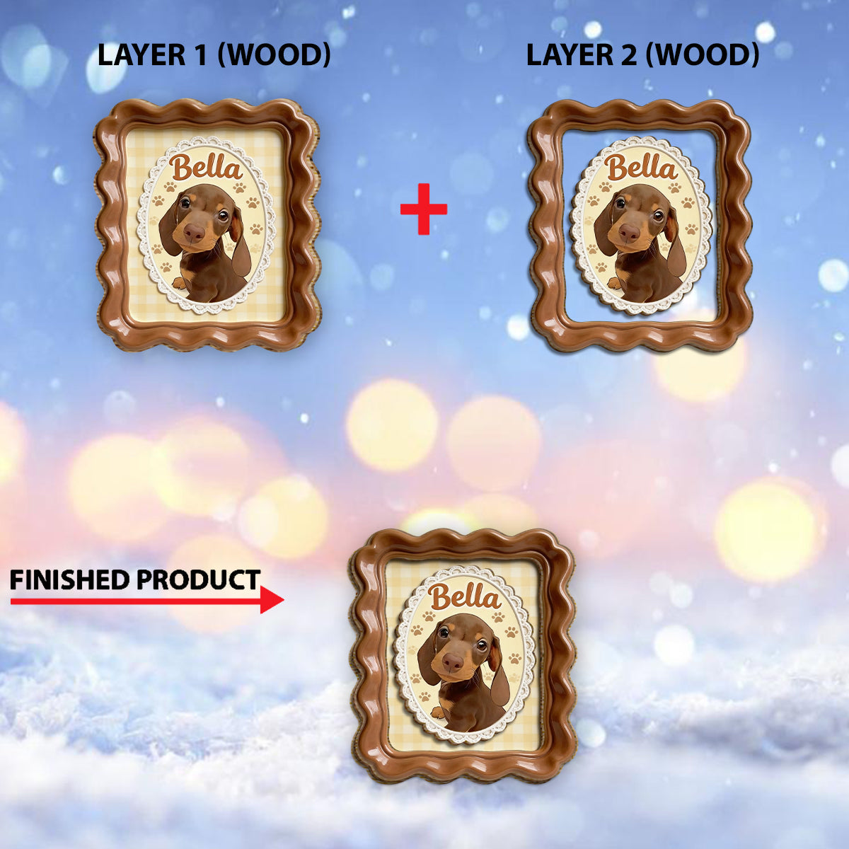 Custom Pet Potrait - Personalized Dog 2 Layered Wood Sign / Wood Plaque