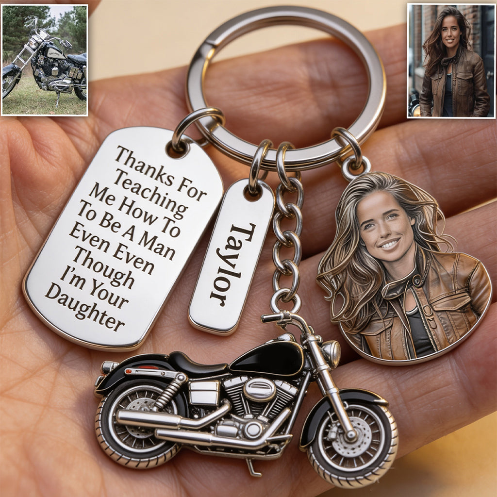 BIKER DAD - Personalized Biker Keychain With Charms