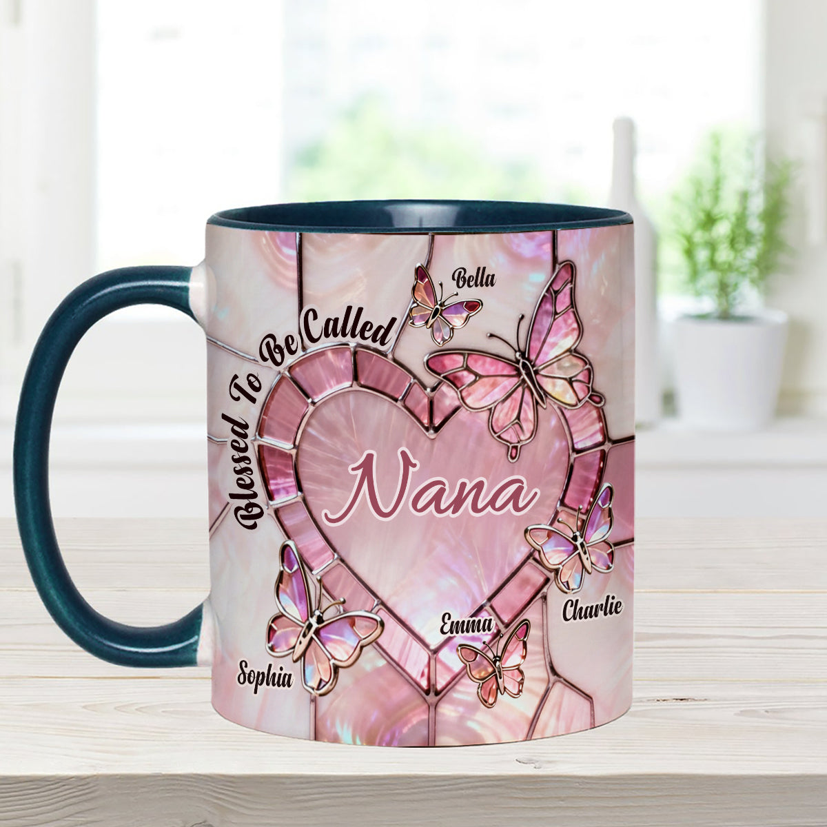 Blessed To Be Called Nana Mama Gigi Grandma - Personalized Grandma Set Accent Mug with Acrylic Stirrers