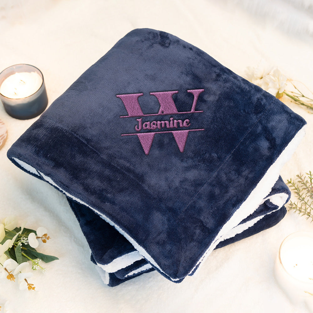Embroidered Name - Personalized Embroidered Plush Throw Blanket