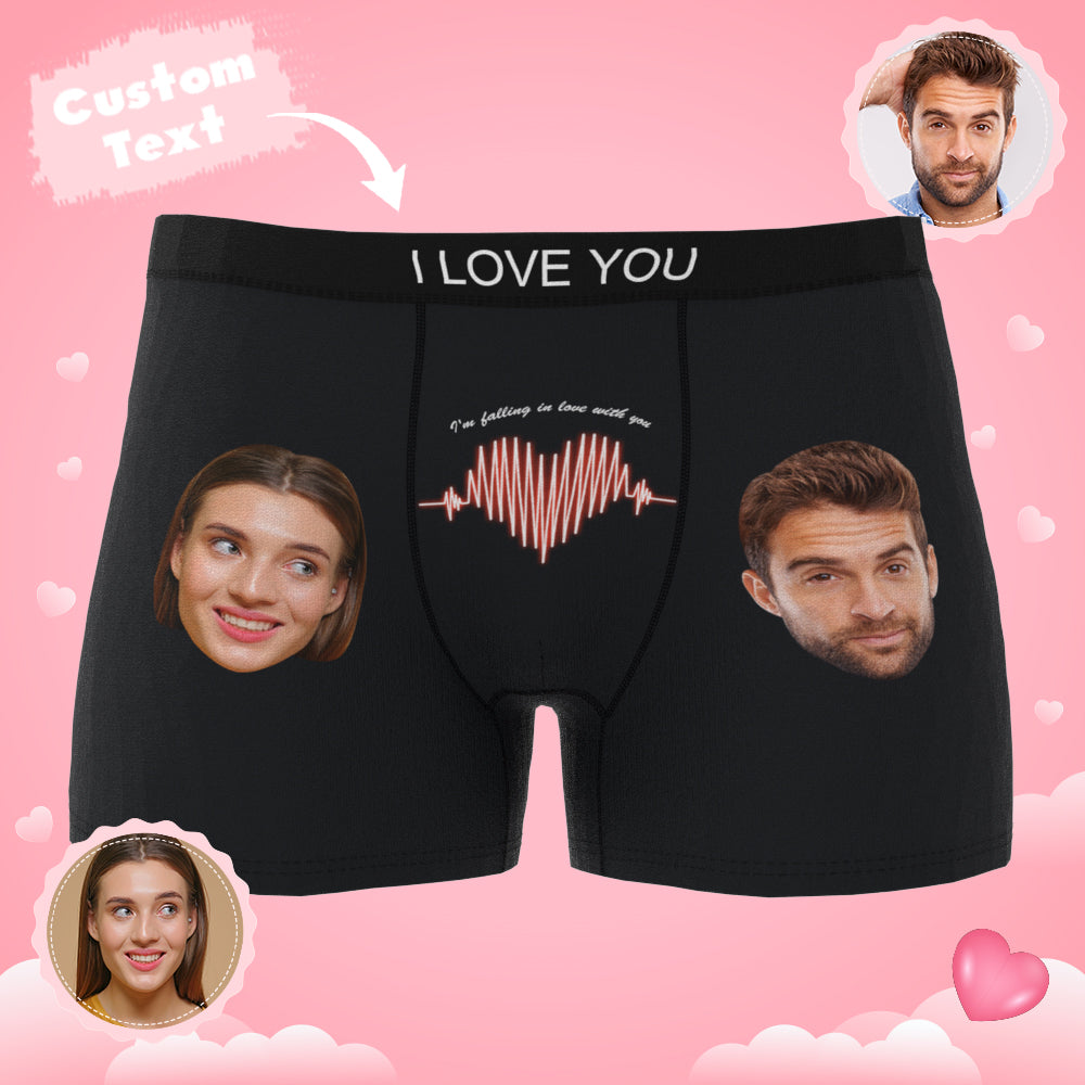 Custom Photo Boxer Electrocardiogram AR View - Personalized Couple Men's boxer briefs