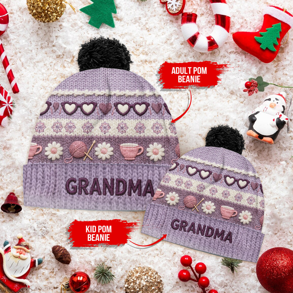Grandma Mom - Personalized Grandma Beanie Hat
