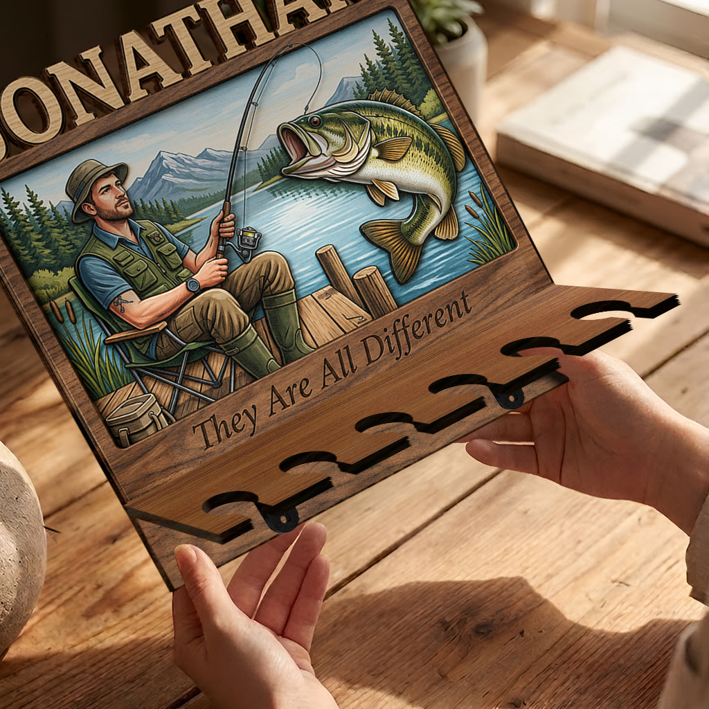 Fishing Rod Holder Personalized Wall Mount - Personalized Fishing Rod Holder