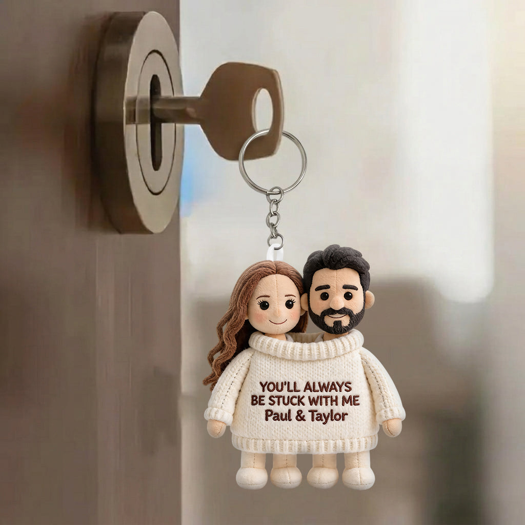 Always Stuck With Me - Personalized Couple Plush Keychain
