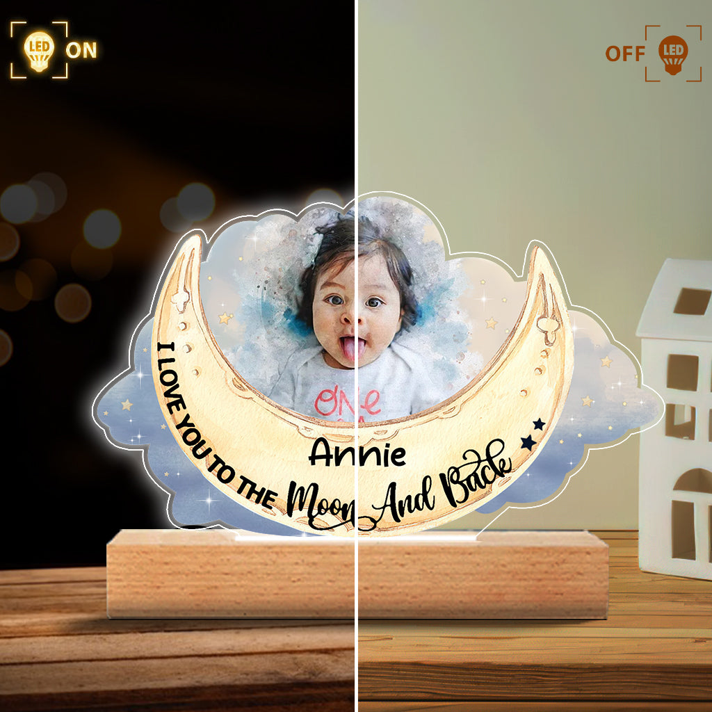 I Love You To The Moon And Back - Personalized Kid Shaped Plaque Light Base