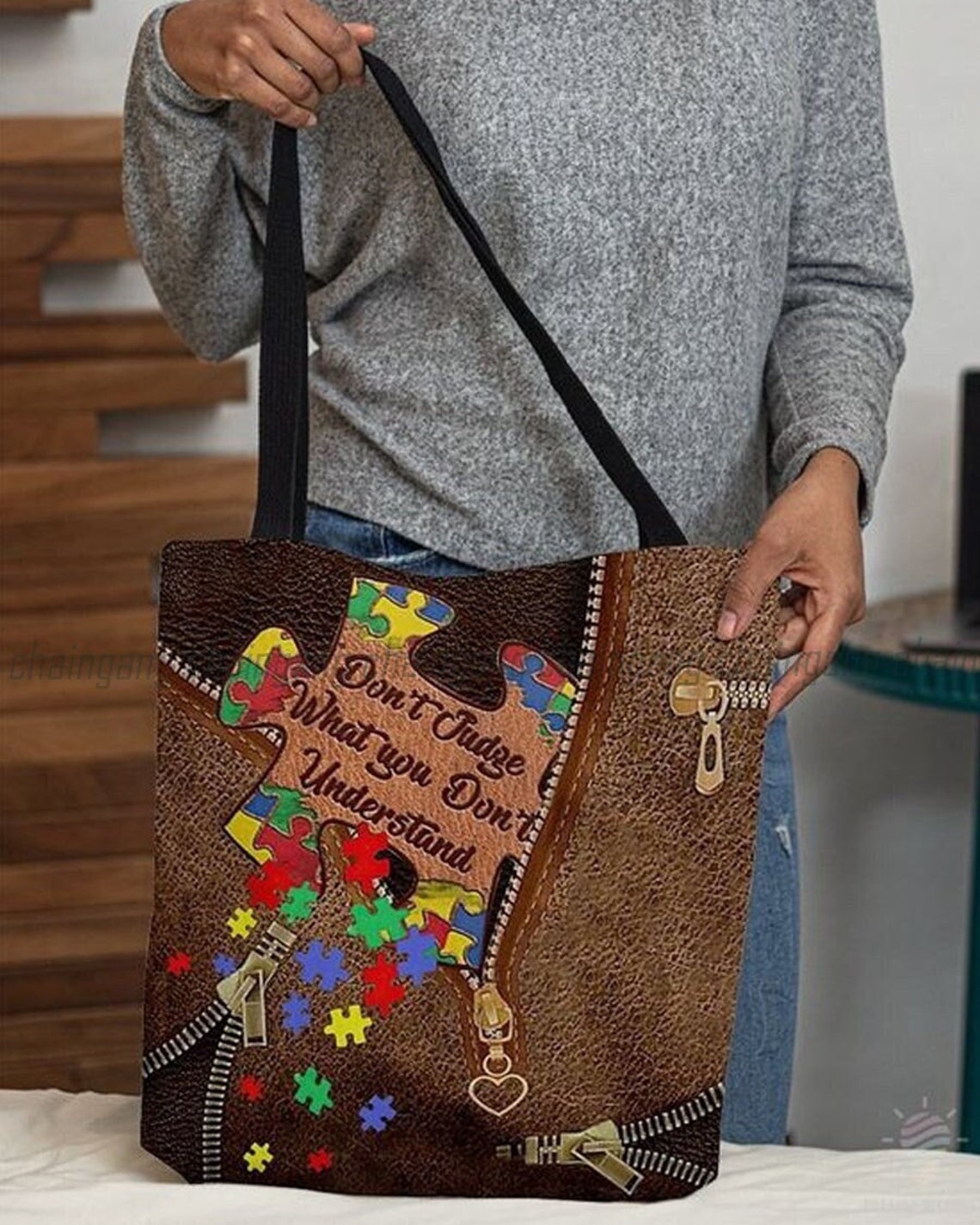 Autism Awareness : Don’t Judge What You Don’t Understand - Style C Autism Awareness Tote Bag 0921