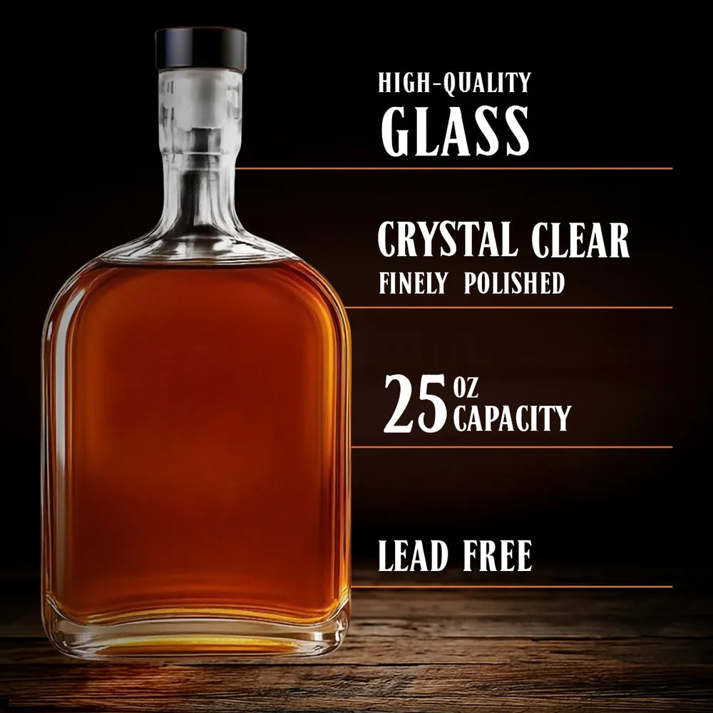 Whiskey Glass Spirits Decanter with Funny Engraved Design, Unique Gift for Husband