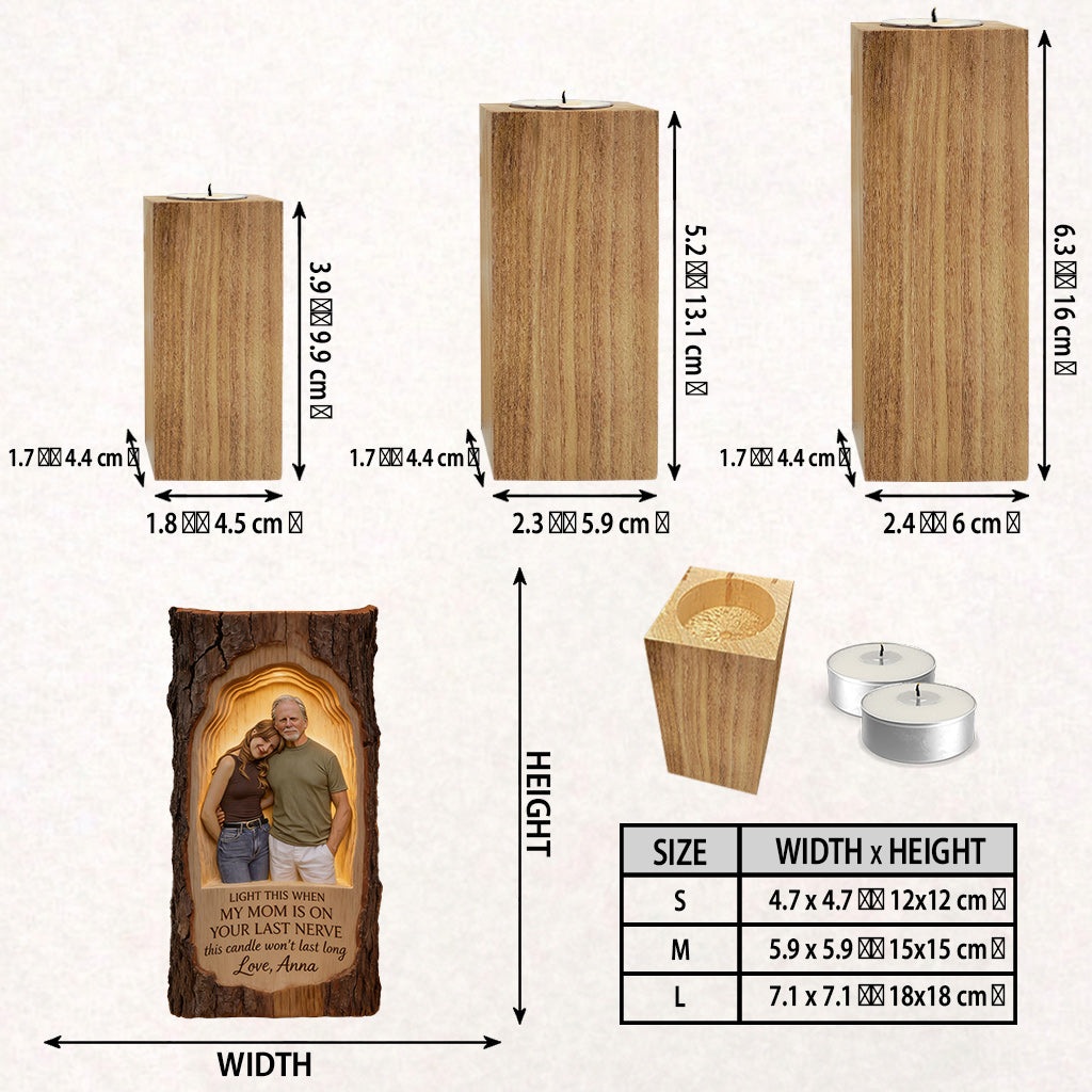 Light This Candle - Personalized Father Custom Shape Wooden Candle Holder