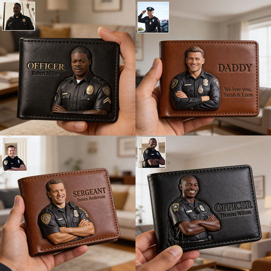 Custom Any Photo - Personalized Police Officer Leather Wallet