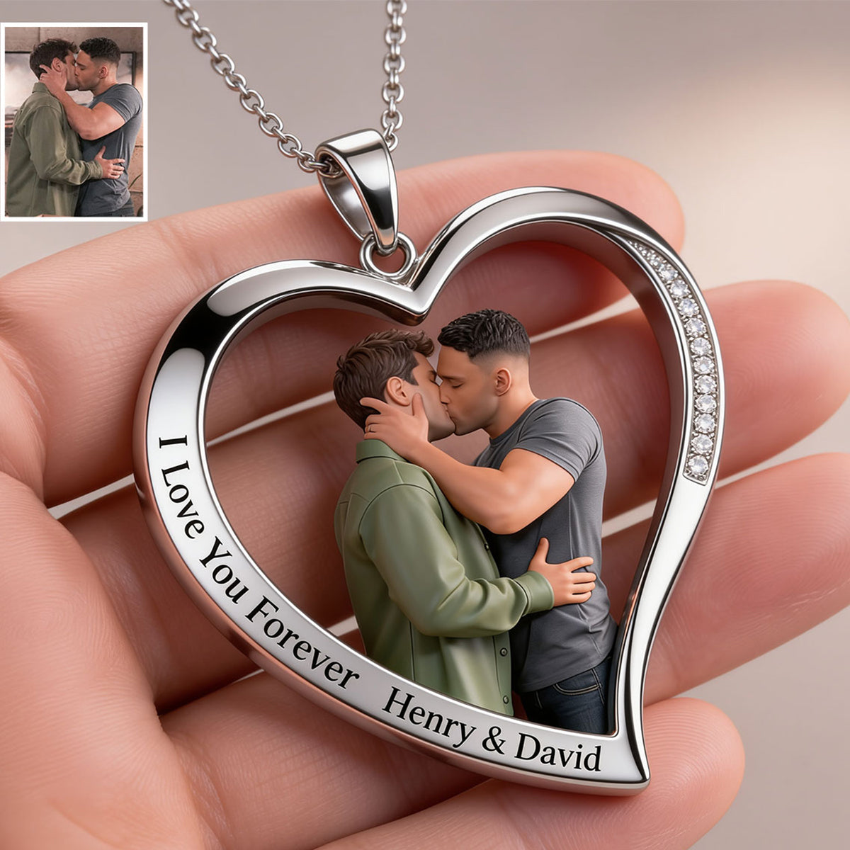 I Love You - Personalized LGBT Support Shaped Metal Pendant Necklace