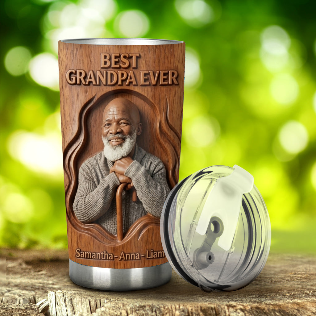 Dad Papa Custom From Photo - Personalized Grandpa Tumbler
