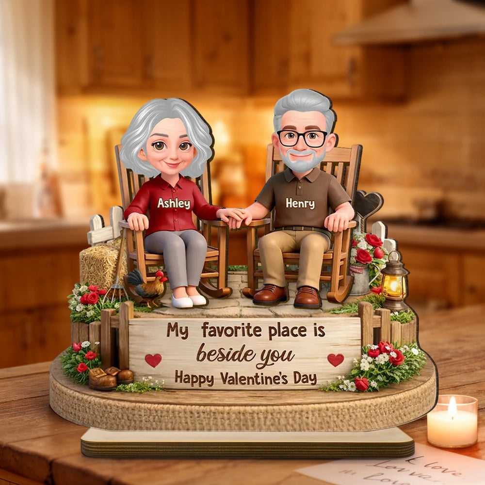 My Favorite Place Is Beside You Personalized 2-Layer Wooden Plaque, Sweet Couple Keepsake for Home Display, Unique Gift for Him or Her