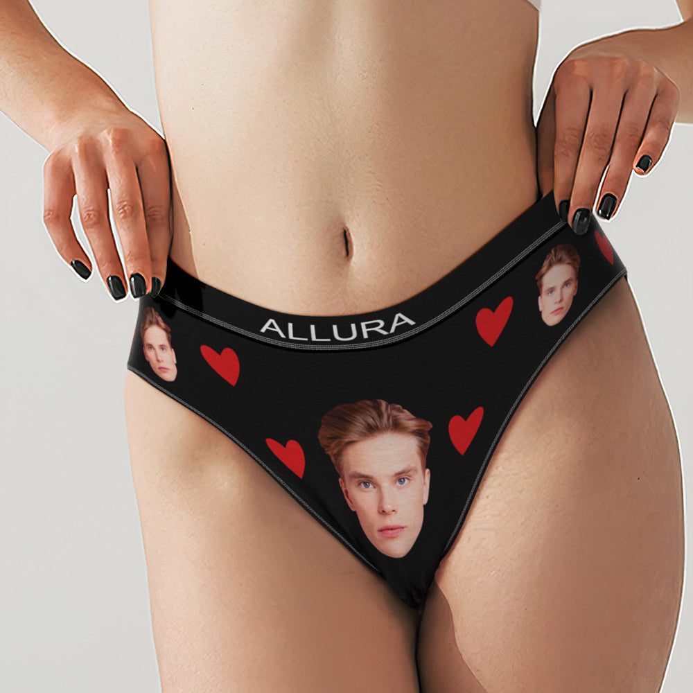 Custom Photo Face Engraved Women Panties - Personalized Couple Underwear