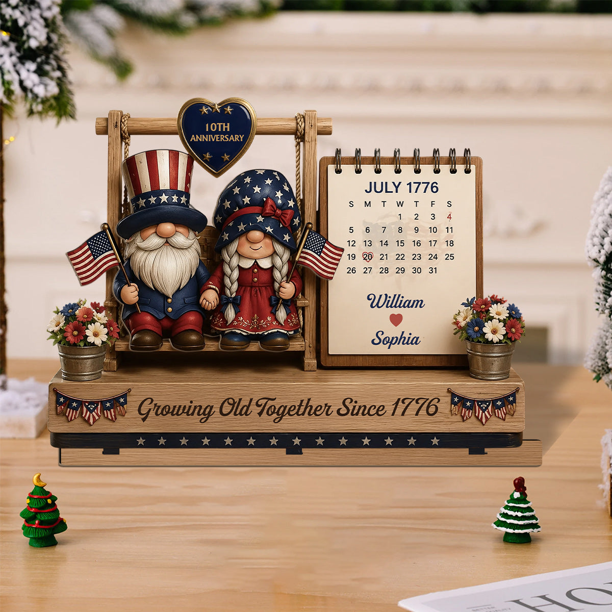 Growing Old Together - Personalized Couple 2 Layered Big Freestanding