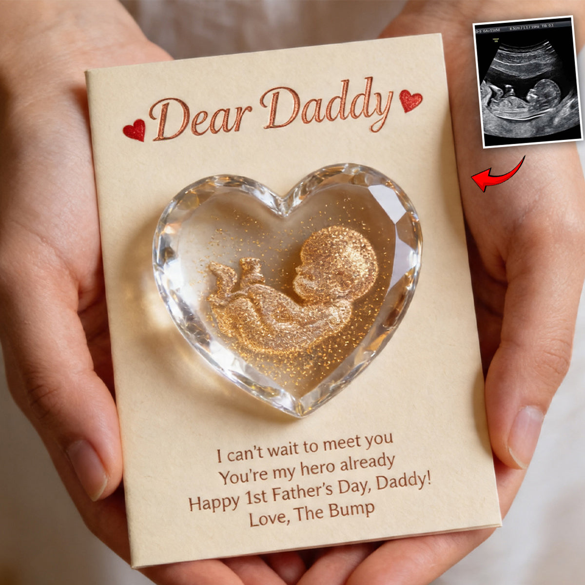 Happy 1st Father's Day - Personalized Pregnancy Pocket Hug Card