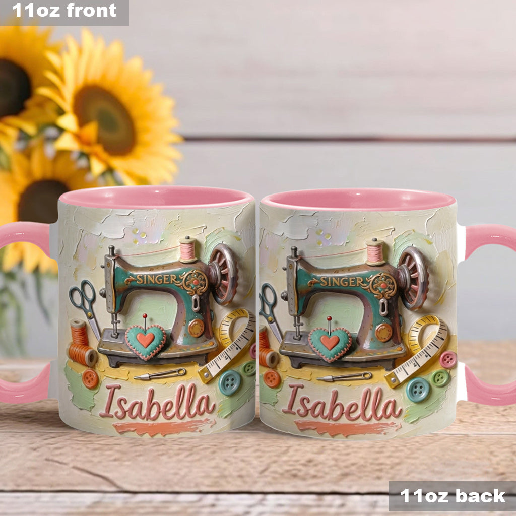 Just a Girl Who Loves Sewing - Personalized Sewing Accent Mug & Coaster