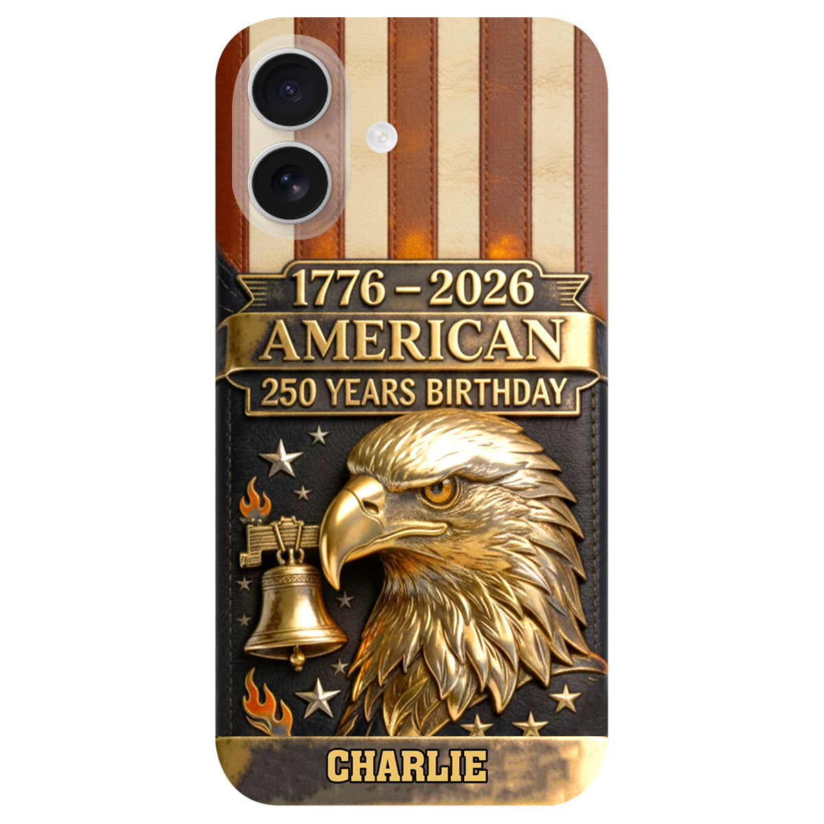 250th Anniversary - Personalized Bald Eagle Leather Phone Case