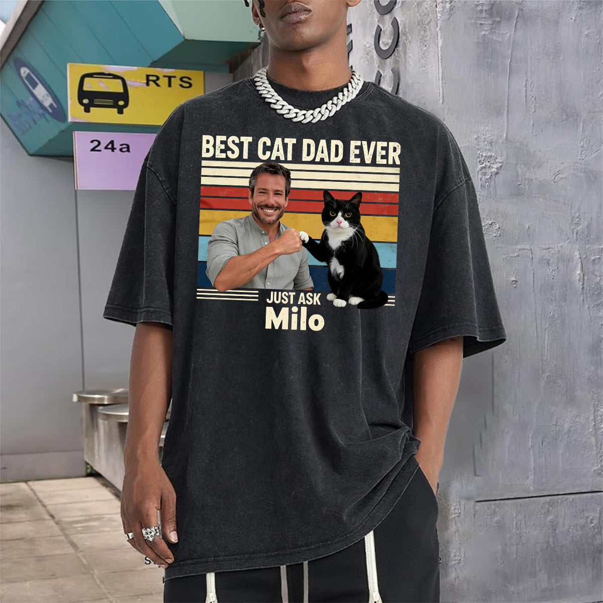Best Cat Dad Ever - Personalized Cat Wash T-Shirt