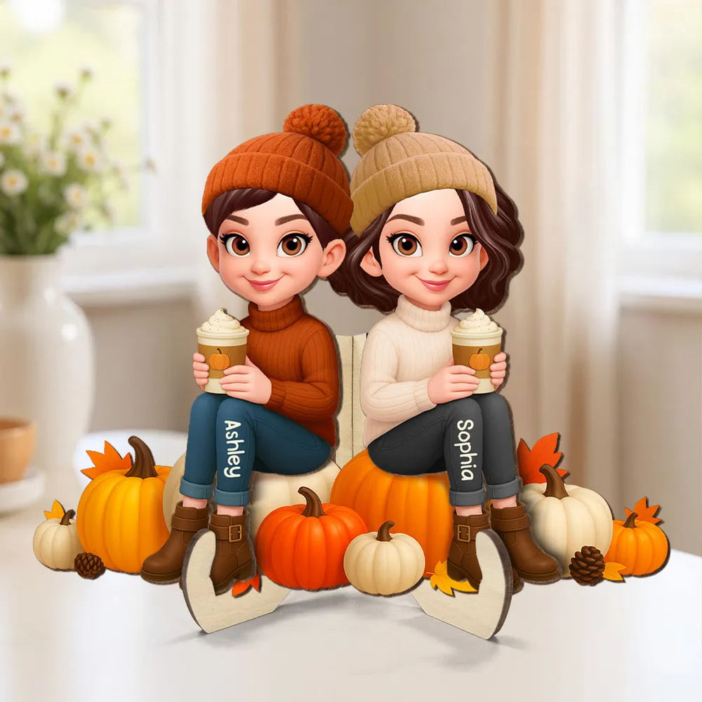 Wooden Plaque with Autumn Pumpkin Best Friends Design, Cozy Home Décor, Perfect Gift for Friendship