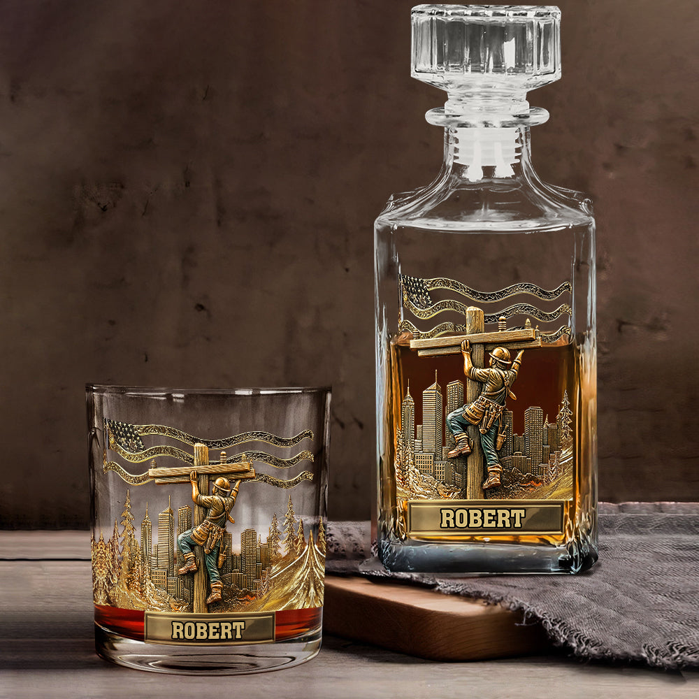 Lineman Legacy Glass - Personalized Lineman Whiskey Glass