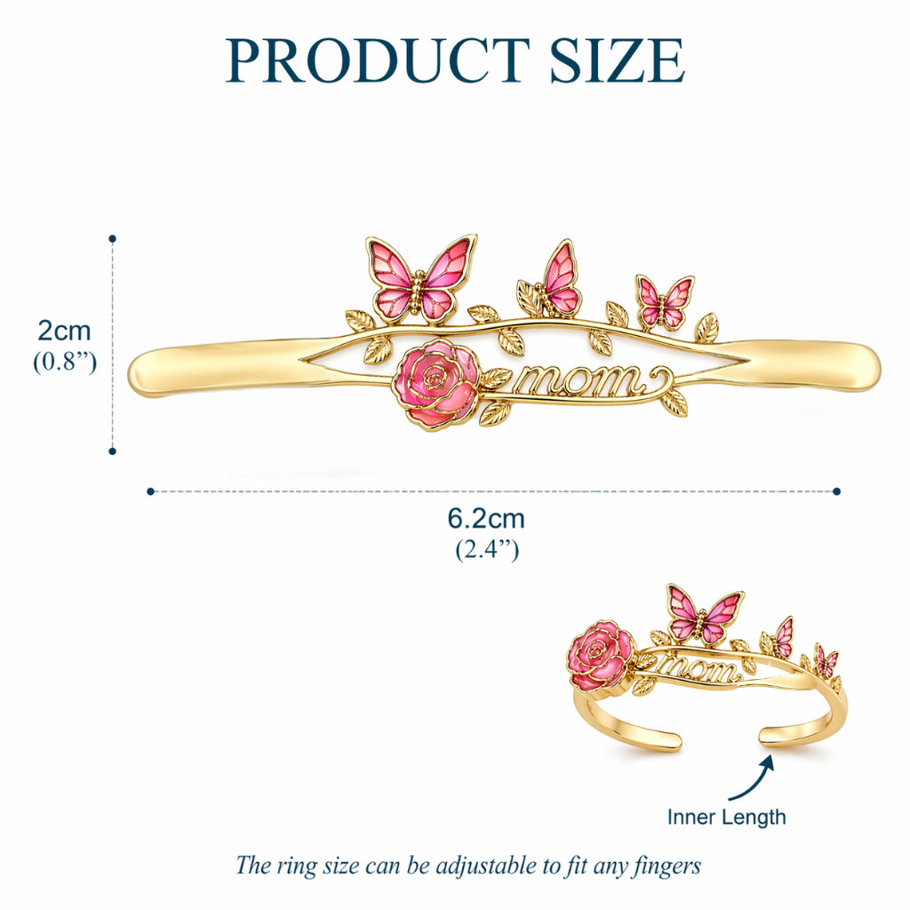 Beautiful Mom Gift - Personalized Mother Adjustable Shaped Ring