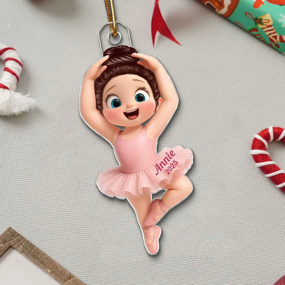 Ballet Girl Acrylic Ornament in Cute Cartoon Style for Christmas Tree Decoration, Warm Ambiance, Perfect Gift for Kids or Friends