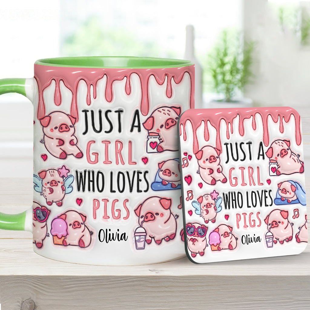 Just A Girl Who Loves Pigs - Personalized Pig Lover Accent Mug