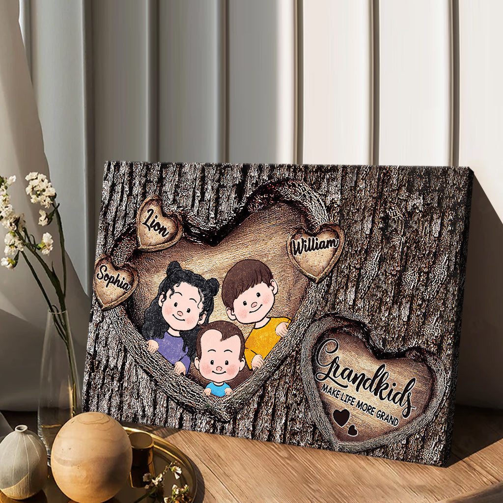 Grandkids Make Life More Grand - Personalized Grandma Canvas and Poster