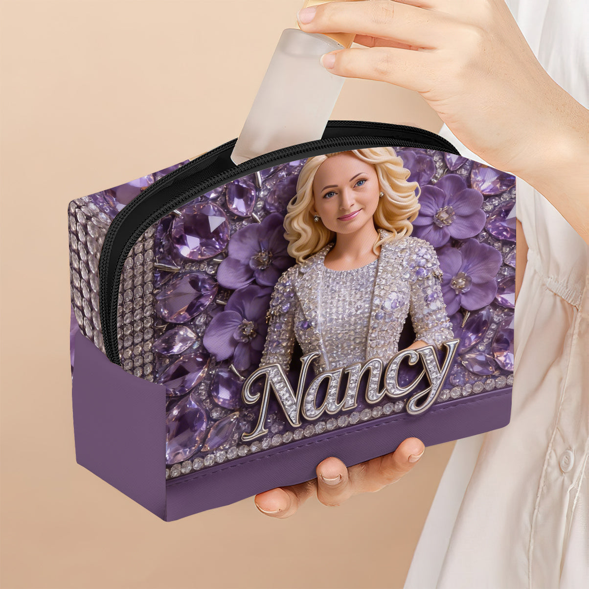 Any Photo, Flower - Personalized Self Love Makeup Bag