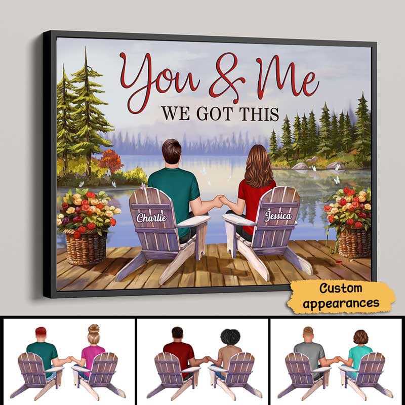 You & Me Holding Hands on Dock – "We Got This" Poster, Romantic Gift for Couples, Lake Forest Art