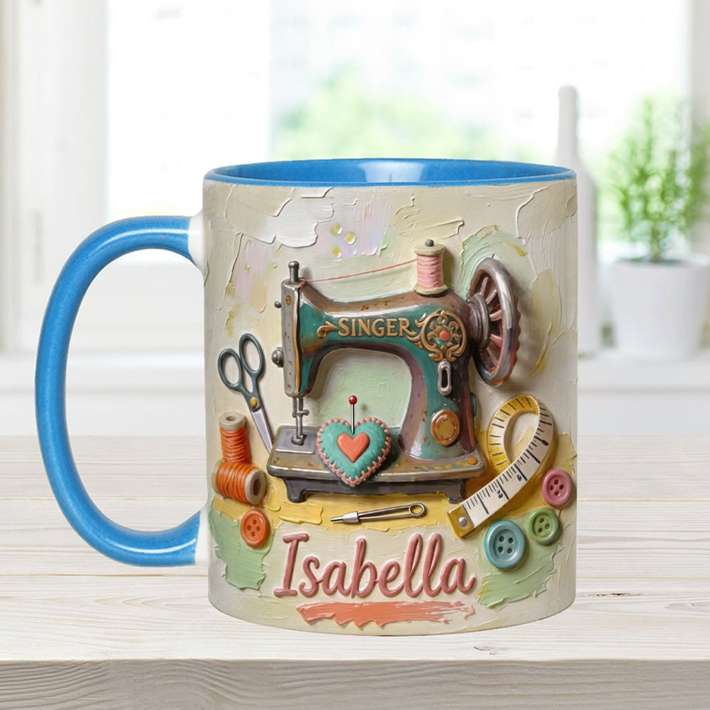 Just a Girl Who Loves Sewing - Personalized Sewing Accent Mug & Coaster