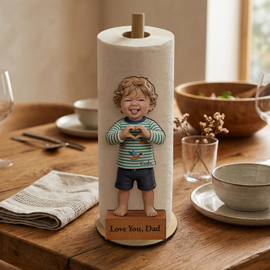 Custom Any Photo, Gift For Mom, Dad - Personalized Father Paper Towel Stand