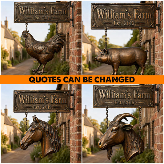 Happy Farm - Personalized Farmer Wooden Wall Mount Sign