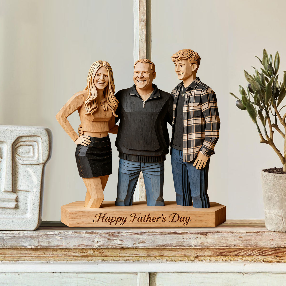 Custom Any Photo - Personalized Father Custom Shaped Wood Plaque