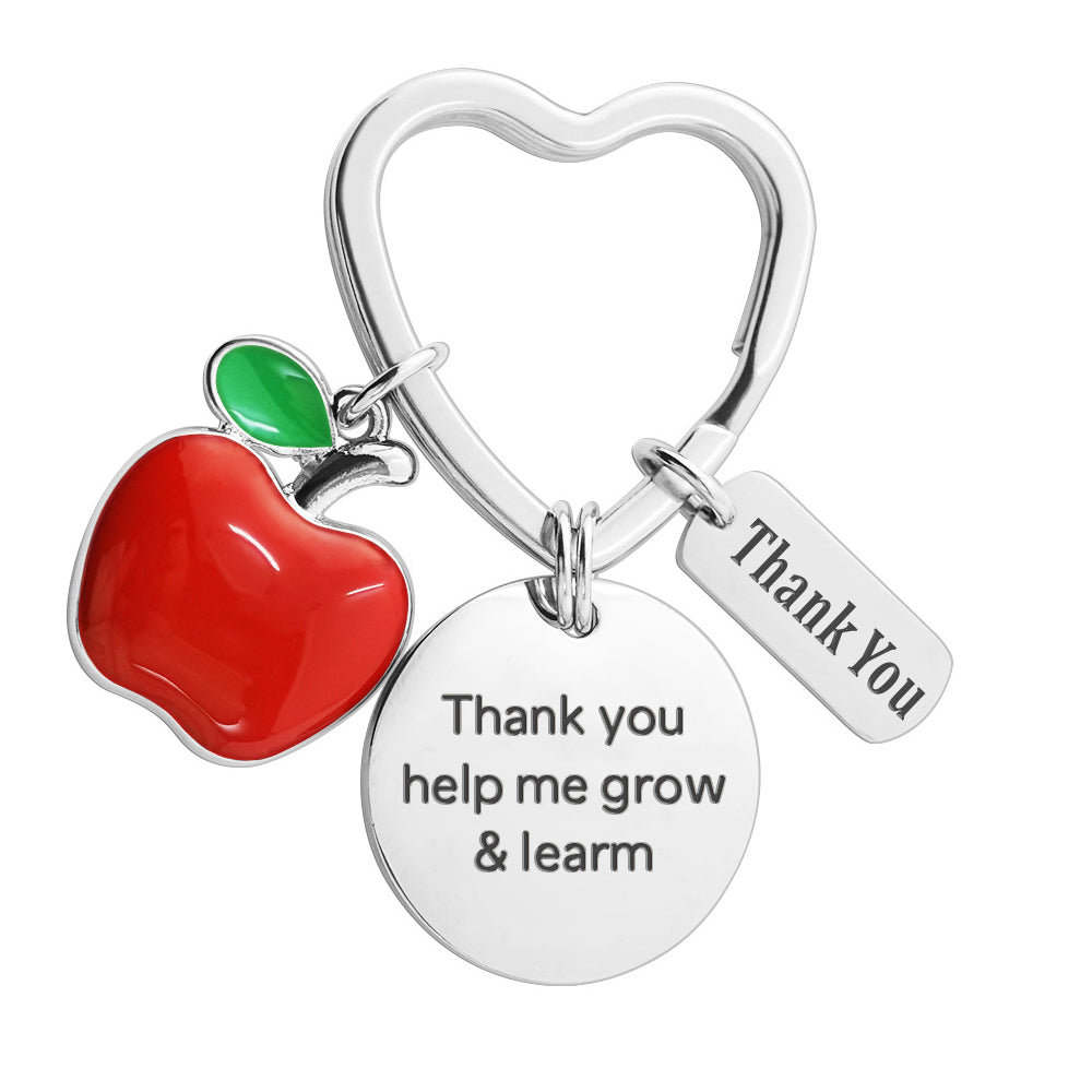 Apple Teacher Appreciation Gift Thank You for Helping Me Grow - Personalized Keychain