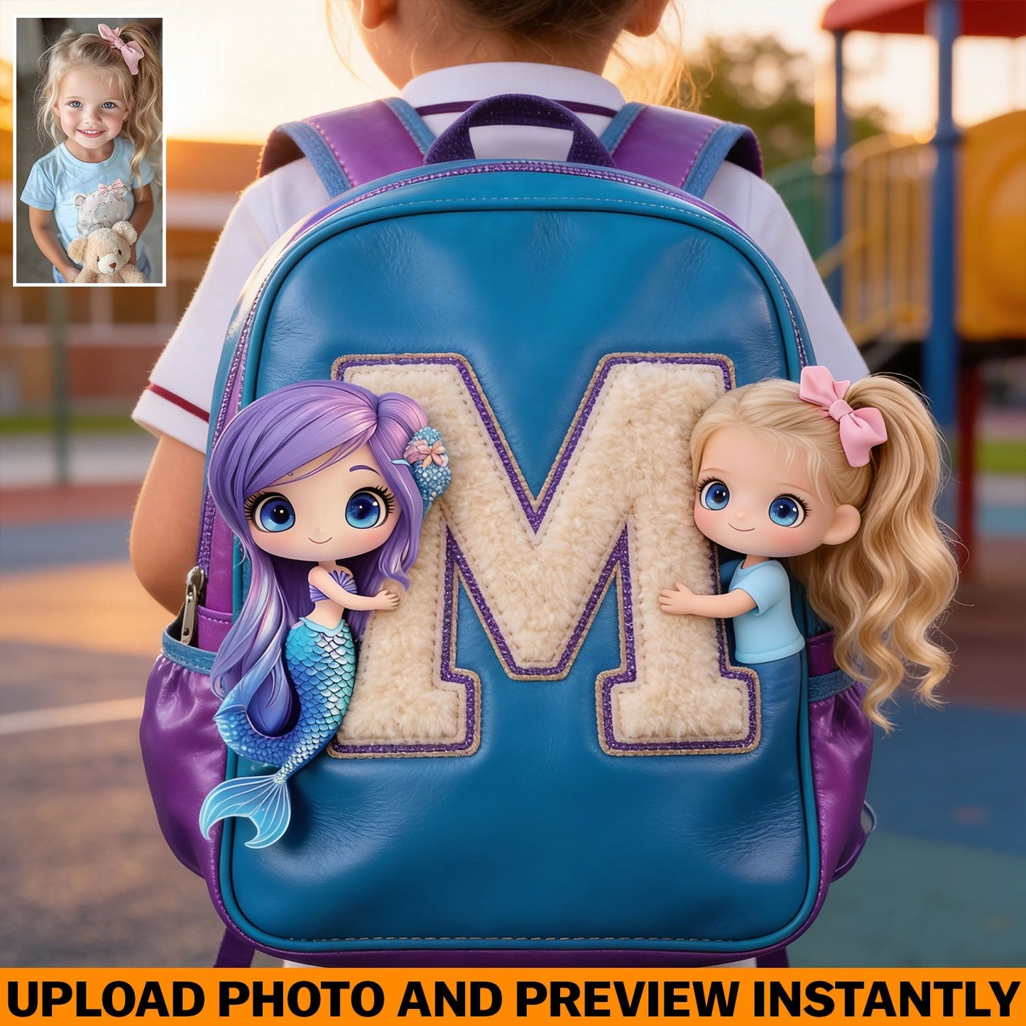 Hello Summer - Personalized Kid Changeable Leather Patch Backpack