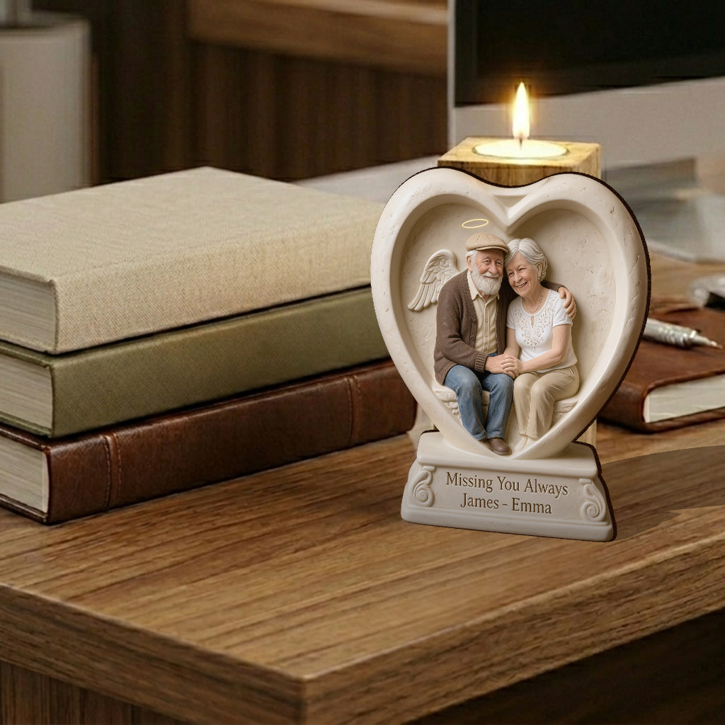 In Loving Memory - Personalized Memorial Custom Shape Wooden Candle Holder