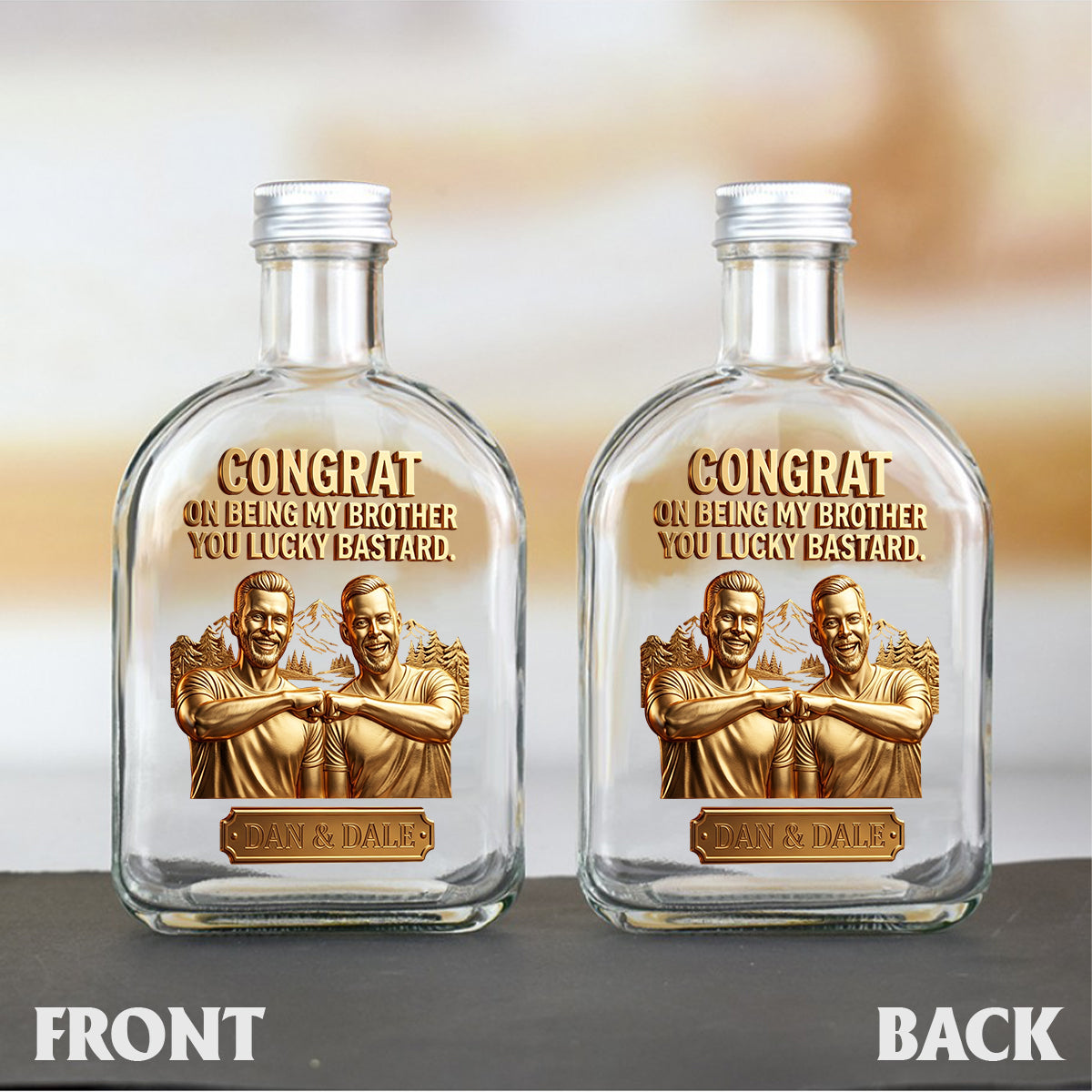 Custom Gift For Brother And Sister From Any Photo - Personalized Sibling Liquor Bottle