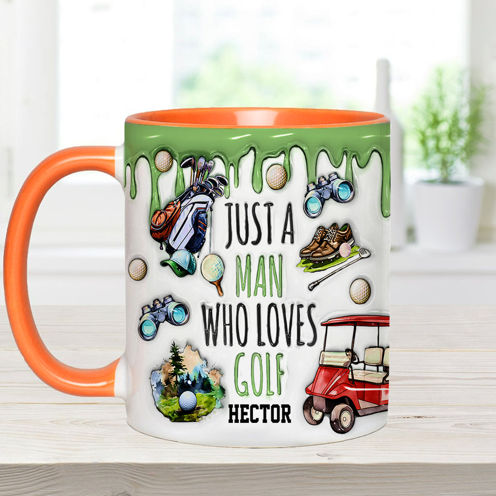 Just A Man Who Loves Golf - Personalized Golf Accent Mug