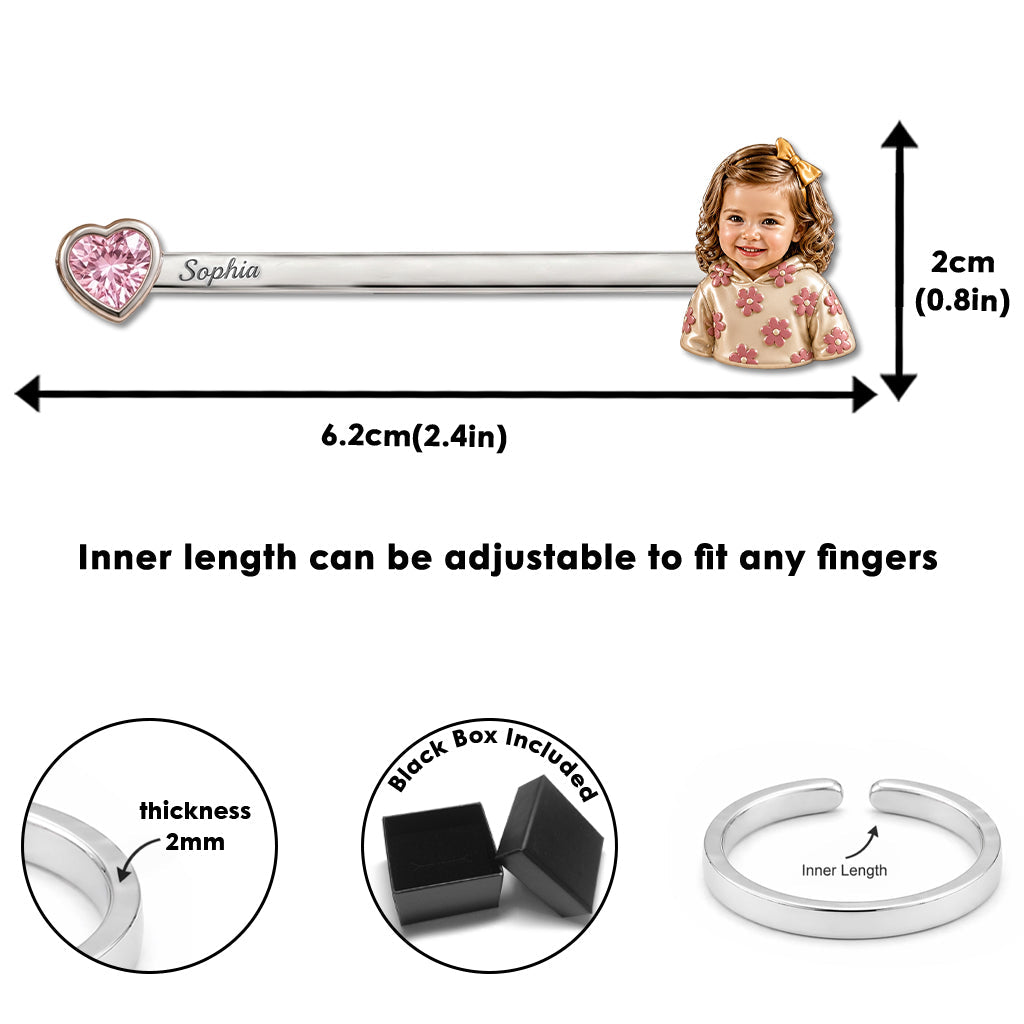 Kid's Birthday Keepsake - Personalized Kid Adjustable Shaped Ring