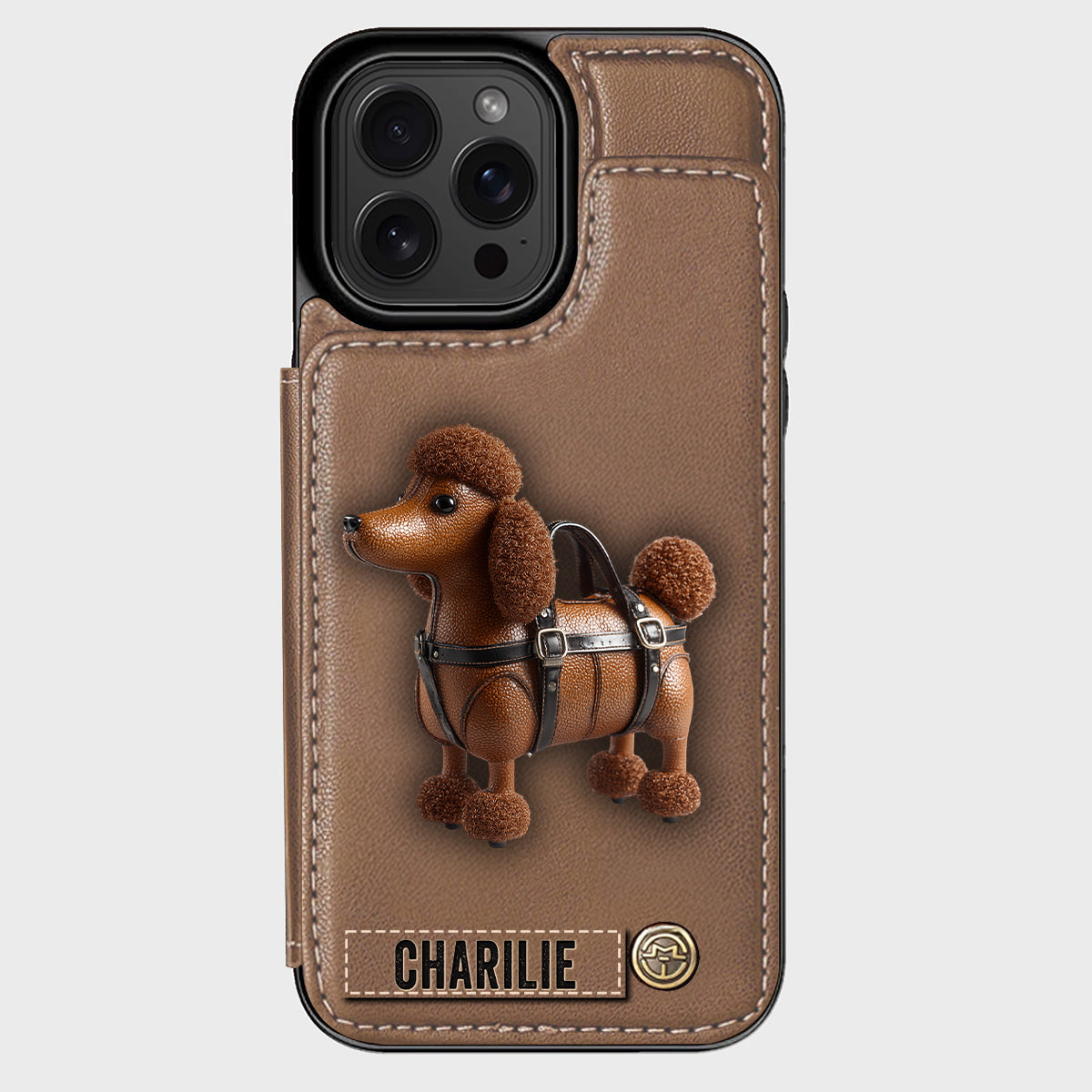 Cute Poodle - Personalized Dog Wallet Phone Case