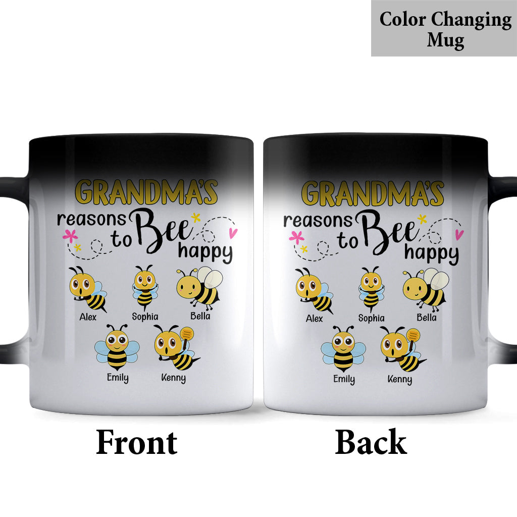 Grandma's Reasons To Bee Happy - Personalized Bee Mug