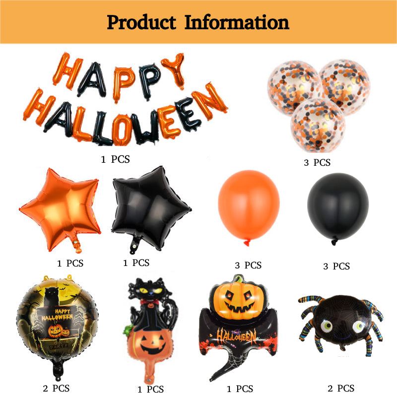 Happy Halloween - Halloween Party Balloons Set With Banner