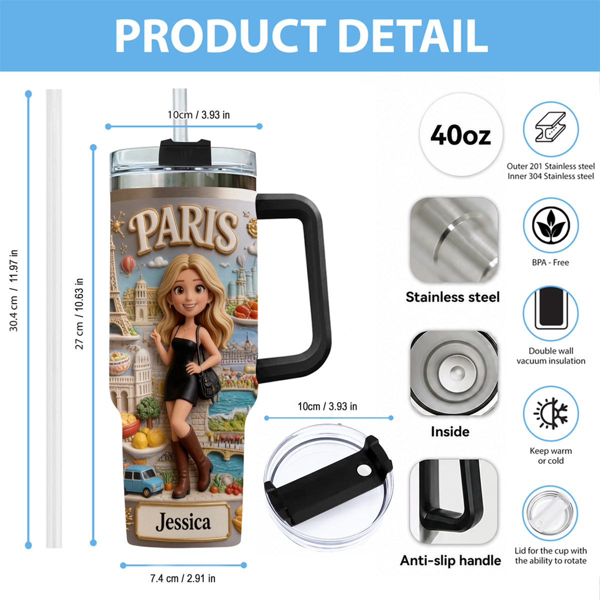 Just A Girl Who Loves Travelling - Personalized Travelling Tumbler With Handle