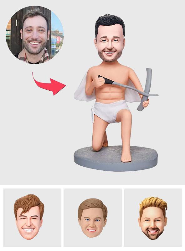 Funny Cupid On The Knee - Personalized Cupid Six-Pack Bobblehead