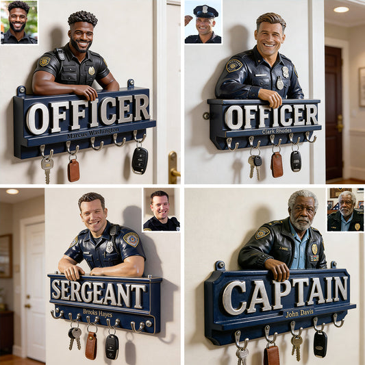 Any Photo - Personalized Police Officer Custom Shaped Hanging Rack