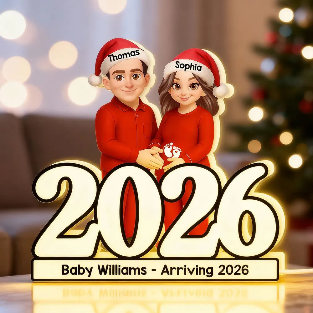 Acrylic Light Box, Personalized Christmas Pregnancy Reveal, Warm Glow Mantel Decor, Unique Gift for New Parents